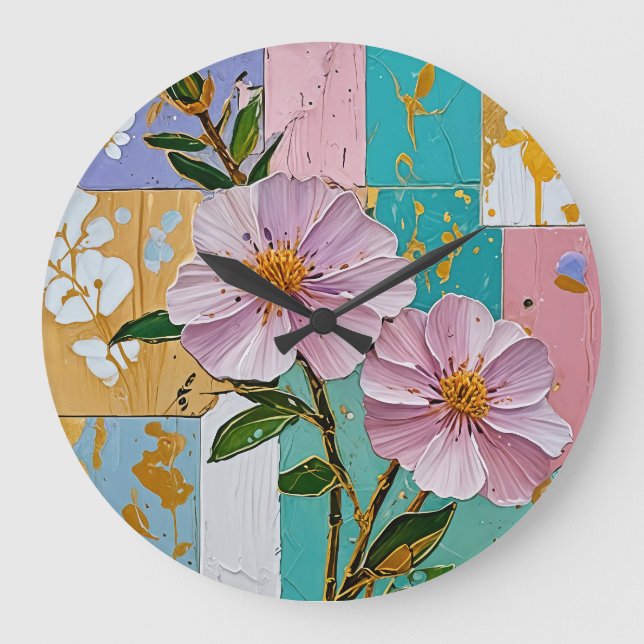 Reloj Redondo Grande Deplante floral (Anverso)