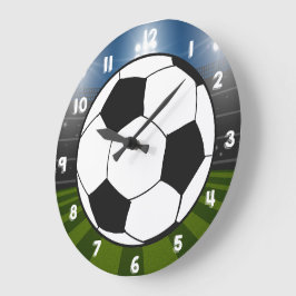 Reloj Redondo Grande Deporte en el Estadio de Fútbol Blanco Negro