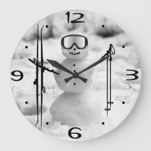 Reloj Redondo Grande Deportes de Invierno Esquí Lodge Deja que el Muñec
