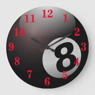 Reloj Redondo Grande Deportes de Pool Eight Ball