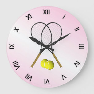 Reloj Redondo Grande Deportes de tenis de color rosa