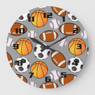 Reloj Redondo Grande Deportes fútbol soccer béisbol baloncesto Patrón