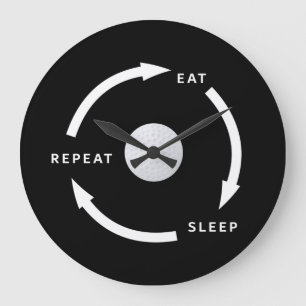 Reloj Redondo Grande Deportes Golf Comer Dormir Repetir Frase de Aficio