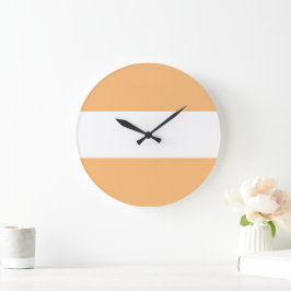 Reloj Redondo Grande Deportivo Chic Durazno Claro Naranja Blanco Rayas 