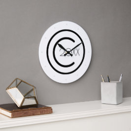 Reloj Redondo Grande Derechos de autor Typográfico moderno