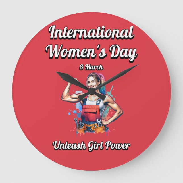 Reloj Redondo Grande Desate poder Chica. Día Internacional de la Mujer. (Anverso)