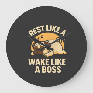 Reloj Redondo Grande Descansa Como Un Pug - Despierta Como Un Boos