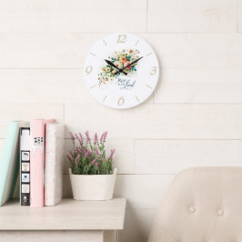 Reloj Redondo Grande Descanse en la floral del Señor