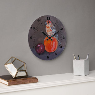 Reloj Redondo Grande Descanso del mediodía del pinzón doméstico Pintura