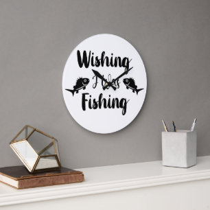 Reloj Redondo Grande Deseando que estuviera pescando una cita divertida
