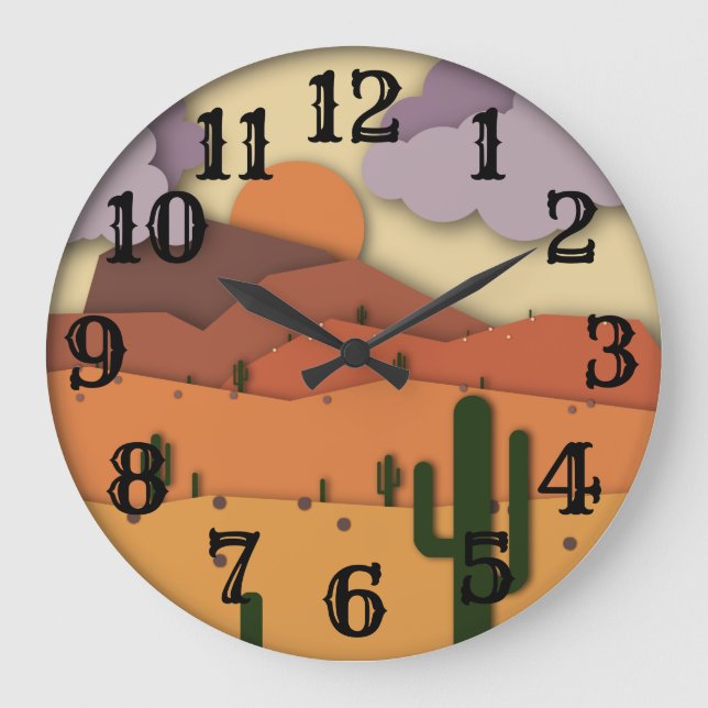 Reloj Redondo Grande Desert Old West Cactus Acrylic Wall Clock (Anverso)