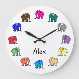 Reloj Redondo Grande Desfile personalizado de elefantes deliciosos de c