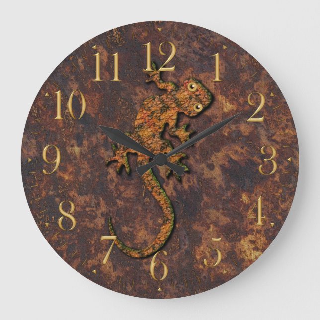 Reloj Redondo Grande Desierto aborigen australiano Gecko Lizard (Anverso)