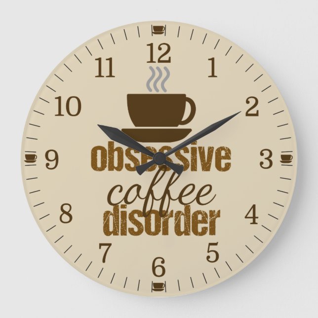 Reloj Redondo Grande Desorden obsesivo del café divertido (Anverso)