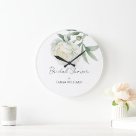 Reloj Redondo Grande Despedida de soltera con flor de peonía en acuarel