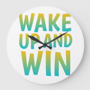 Reloj Redondo Grande Despierta y Gana Tipografía Motivacional