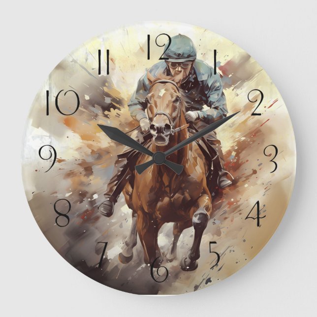 Reloj Redondo Grande Determinación del jinete de caballos de raza (Anverso)