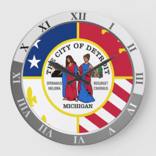 Reloj Redondo Grande Detroit flag Large Clock