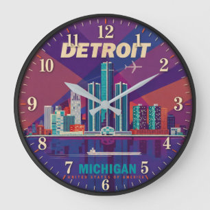 Reloj Redondo Grande  Detroit Michigan