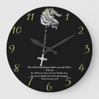 Reloj Redondo Grande Deuteronomio cruz de mano 31:8