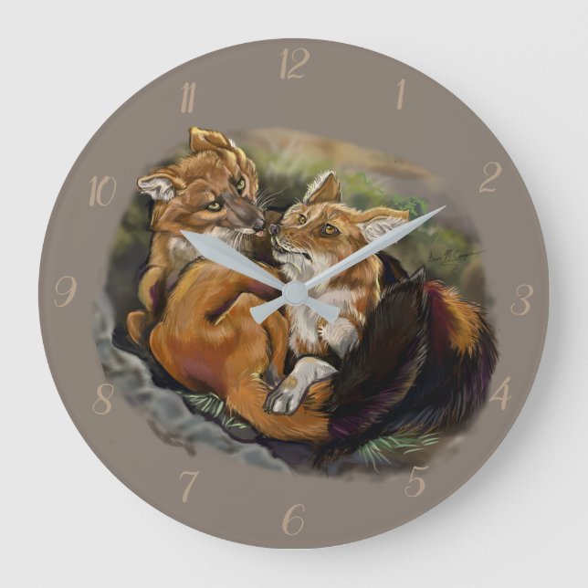Reloj Redondo Grande Dhole Cuddle Couple (Anverso)