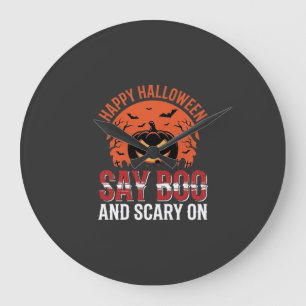Reloj Redondo Grande Di Diseño de calabaza de Halloween Boo