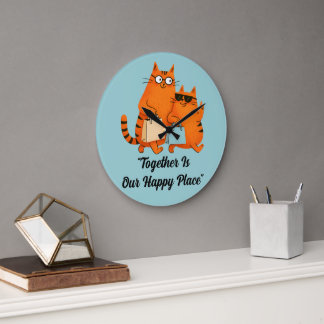 Reloj Redondo Grande Día de Compras Amor de Gato