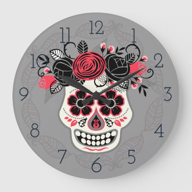 Reloj Redondo Grande Día de la Calavera del Azúcar Muerto (Anverso)