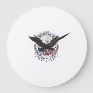 Reloj Redondo Grande Día de la Independencia Águila Bandera Camiseta Vi