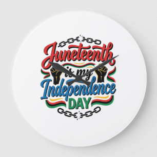 Reloj Redondo Grande Día de la Independencia de Juneteenth Diseño de ca