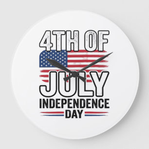 Reloj Redondo Grande Día de la Independencia del 4 de julio Diseño de c