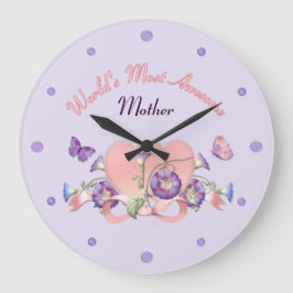 Reloj Redondo Grande Día de la Madre de Gloria de la Mañana Floral
