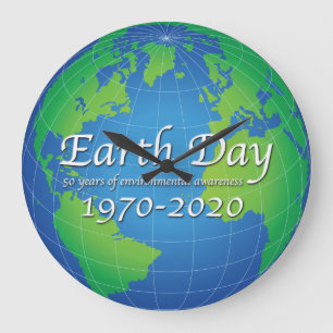 Reloj Redondo Grande Día de la Tierra 50 Aniversario de 2020