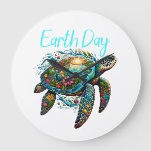 Reloj Redondo Grande Día de la Tierra de las Tortugas Marinas