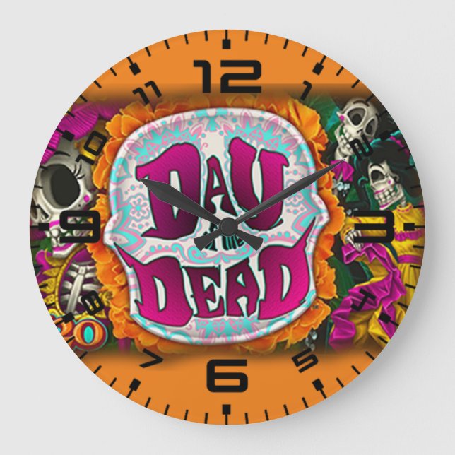 Reloj Redondo Grande Día de los Muertos (Anverso)