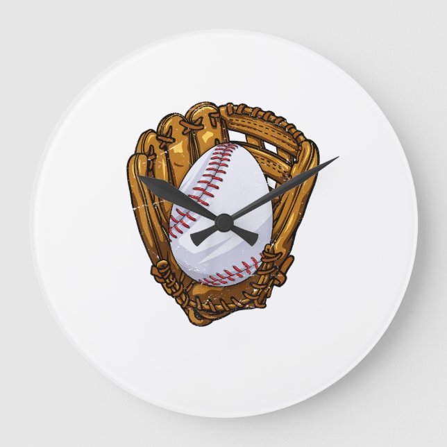 Reloj Redondo Grande Día de Pascua divertido Huevo de béisbol Buscando  (Anverso)
