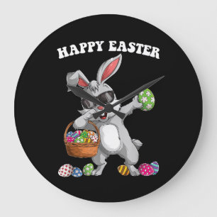 Reloj Redondo Grande Día de Pascua en Conejo Dorado Huevos niños Chicas