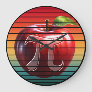 Reloj Redondo Grande Día de Pi Moderno de Moda Vintage Manzana Fruta
