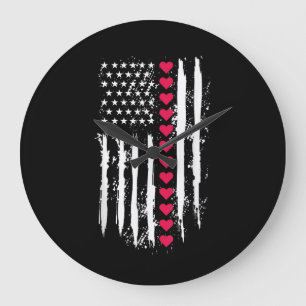 Reloj Redondo Grande Día de San Valentín de corazones rojos estadounide