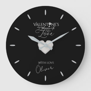 Reloj Redondo Grande Día de San Valentín Lettering Minimalista