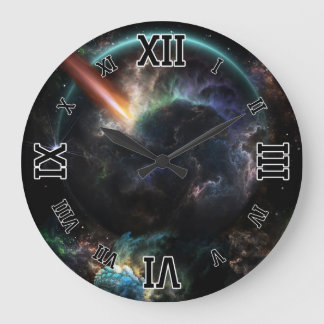 Reloj Redondo Grande Día Del Arte Fractal De Ciencia Ficción Asteroide