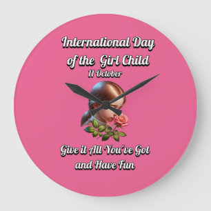 Reloj Redondo Grande Día Internacional del Chica. Diversión