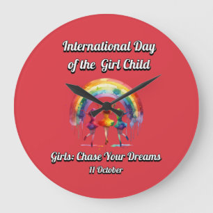 Reloj Redondo Grande Día Internacional del Chica... persigan sus sueños