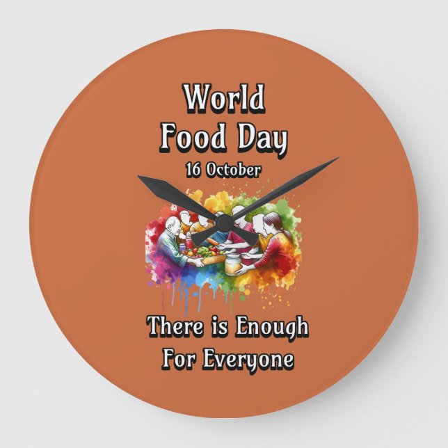 Reloj Redondo Grande Día Mundial de la Alimentación. Suficiente para to (Anverso)