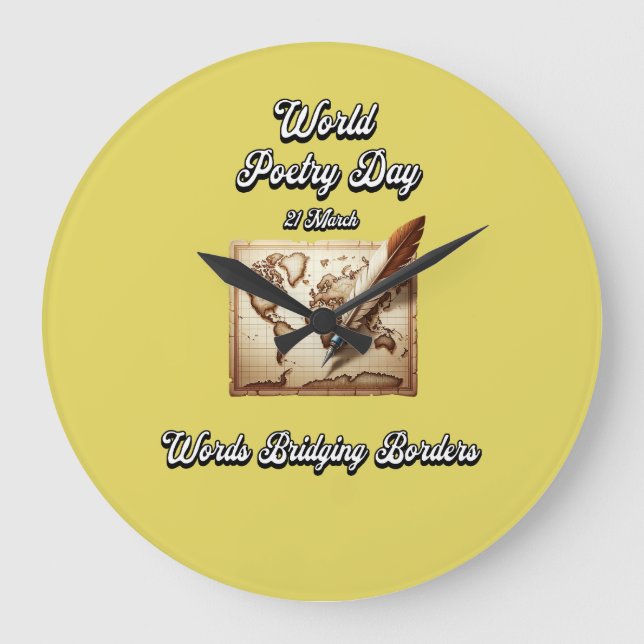 Reloj Redondo Grande Día Mundial de la Poesía. Palabras que cuelgan fro (Anverso)