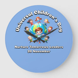 Reloj Redondo Grande Día Universal del Niño. Nurture Tomorrow Leaders