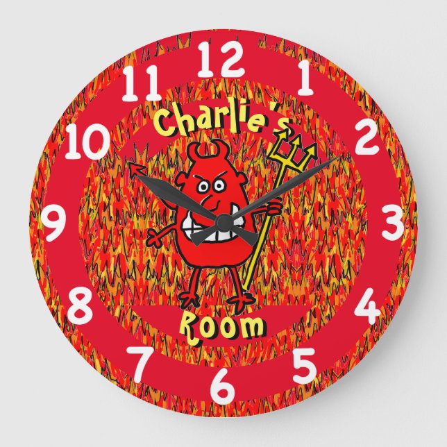 Reloj Redondo Grande Diablo en el infierno con flamencos. Añadir elecci (Anverso)