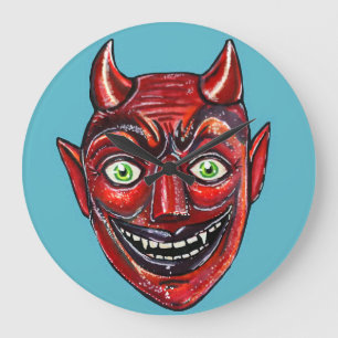 Reloj Redondo Grande Diablo Rojo Vintage Halloweenies