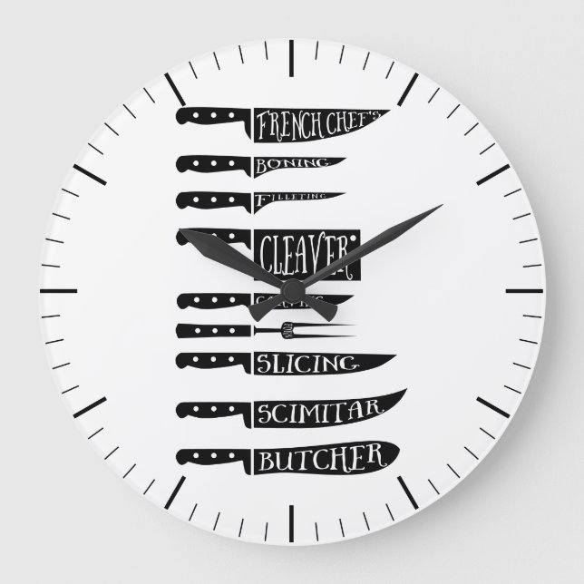 Reloj Redondo Grande Diagrama del carnicero cortes de carne cuchillos d (Anverso)