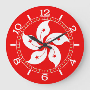 Reloj Redondo Grande Dial blanco del símbolo de la orquídea de Hong